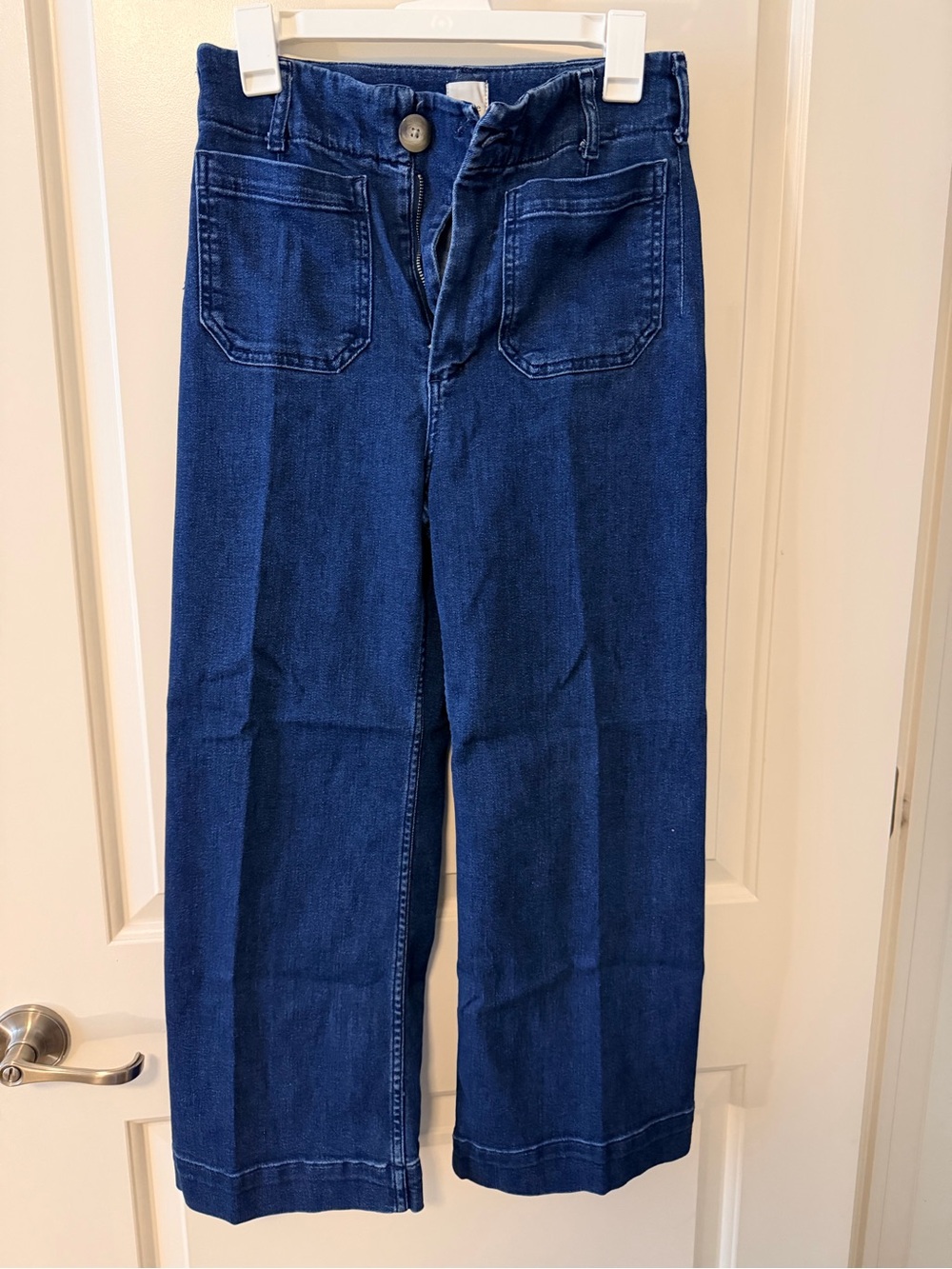 Maeve Cropped Wide-Leg Jeans in Indigo Blue